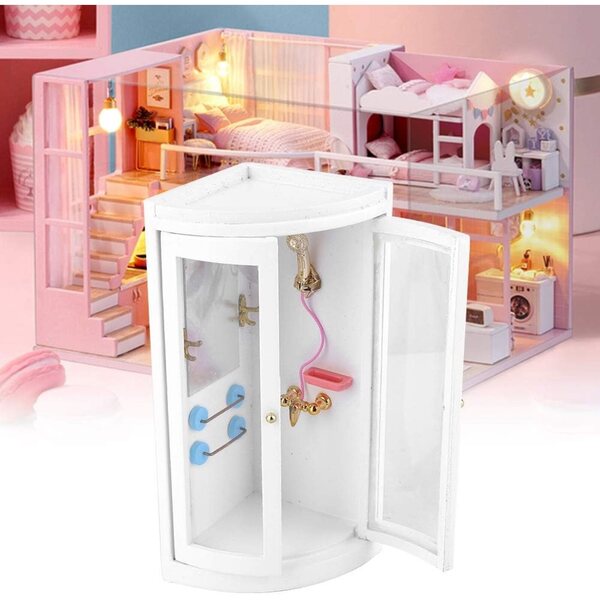 Picysa Casa delle bambole bagno doccia in legno 1:12 mini accessori decorativi