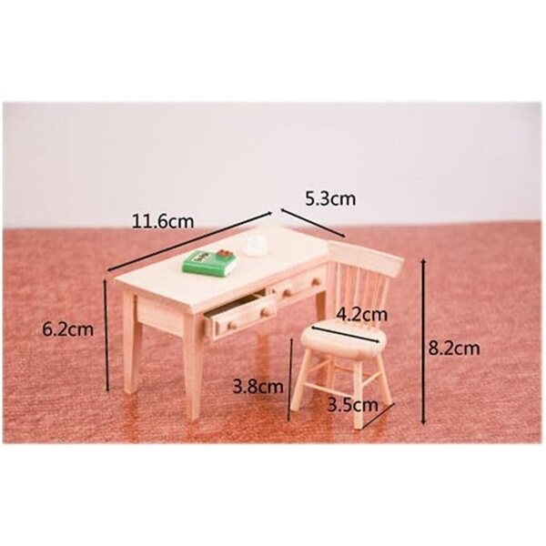 Set mobili in legno 1:12 per casa delle bambole - scrivania e sedia Uterui