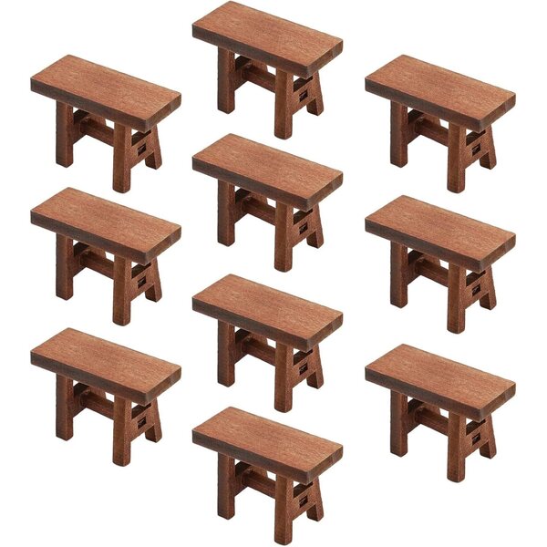 10 Miniatur-Holzhocker für Puppenhäuser, Buchenzubehör, Maßstab 1:6 und 1:12