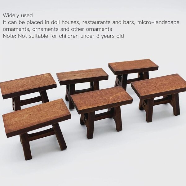 10 Sgabelli Miniatura in Legno per Casa delle Bambole, Accessori in Faggio Scala 1:6 e 1:12