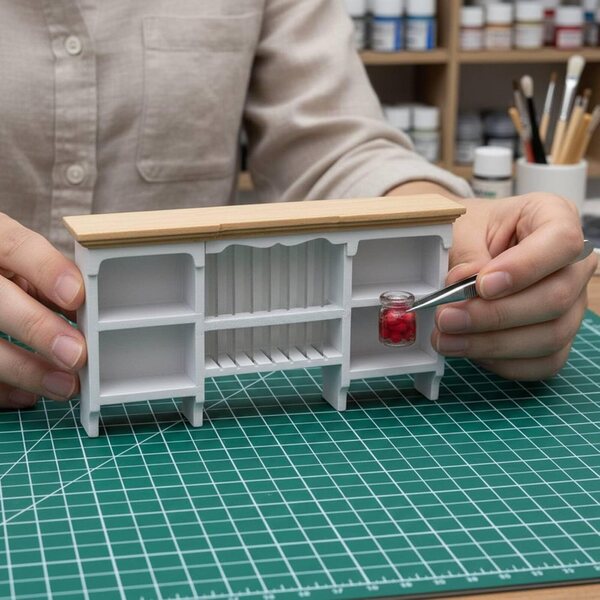 Qianly Pensile da Cucina in Legno per Bambole con Design Realistico e Funzione Archiviazione