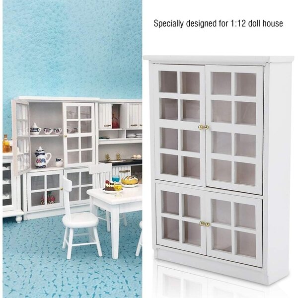 Picysa Casa delle Bambole 1:12 Mini Vetrina in Legno a 3 Livelli Bianca