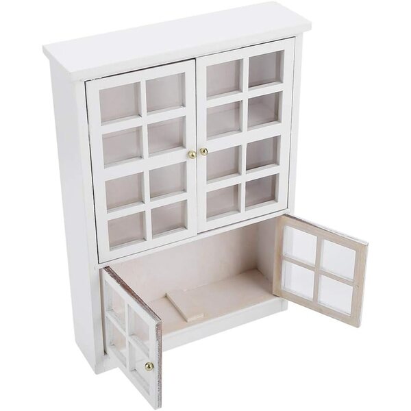 Picysa Casa delle Bambole 1:12 Mini Vetrina in Legno a 3 Livelli Bianca