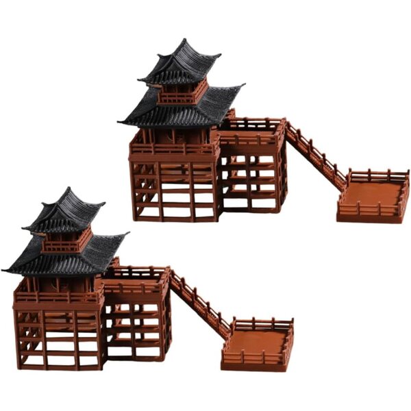 Mini Padiglione Giapponese in Resina per Bonsai e Giardino Zen - Set 2 Pezzi