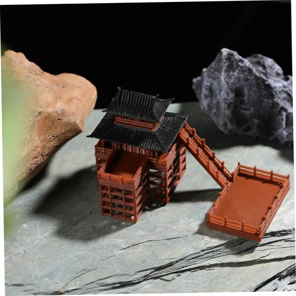 Mini Padiglione Giapponese in Resina per Bonsai e Giardino Zen - Set 2 Pezzi
