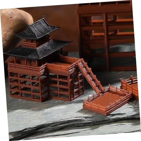 Mini Padiglione Giapponese in Resina per Bonsai e Giardino Zen - Set 2 Pezzi