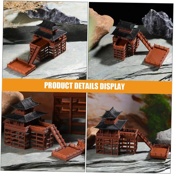 Mini Padiglione Giapponese in Resina per Bonsai e Giardino Zen - Set 2 Pezzi