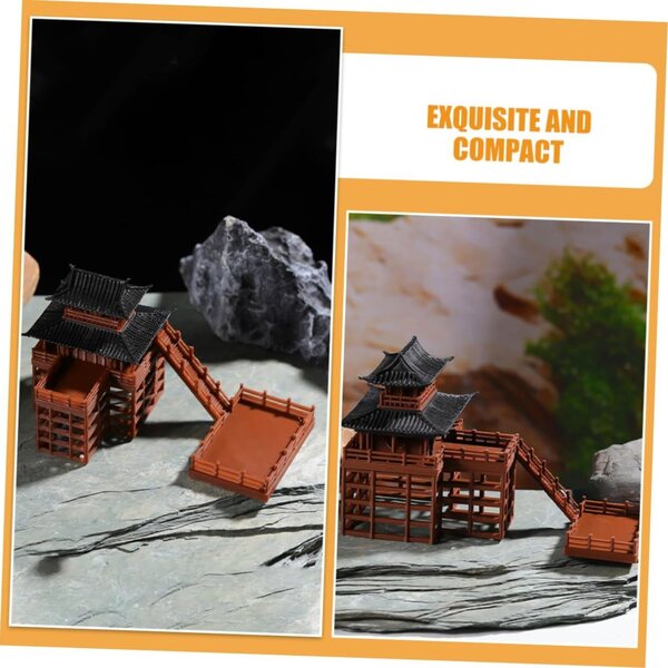 Mini Padiglione Giapponese in Resina per Bonsai e Giardino Zen - Set 2 Pezzi