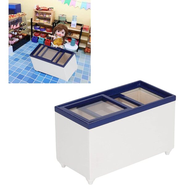 1:12 Puppenhaus-Miniaturkühlschrank aus Birkenholz mit realistischem Design