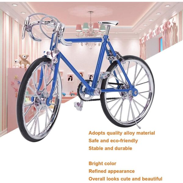 1:10 Mini-Puppenhaus aus Legierung mit simuliertem Fahrradfahrzeugmodell, Hellblau
