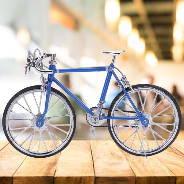 1:10 Mini-Puppenhaus aus Legierung mit simuliertem Fahrradfahrzeugmodell, Hellblau