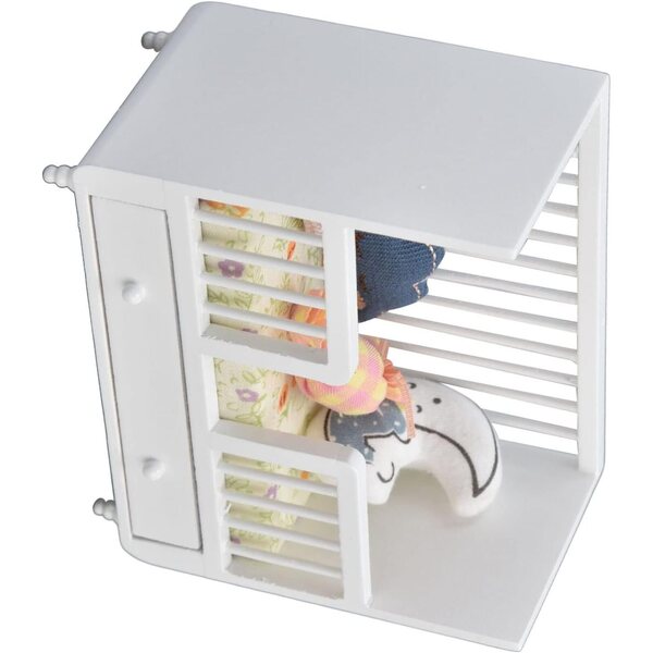 Culla in Legno Miniatura per Casa delle Bambole 1:12 con Cassetto e Cuscini Dan&Dre