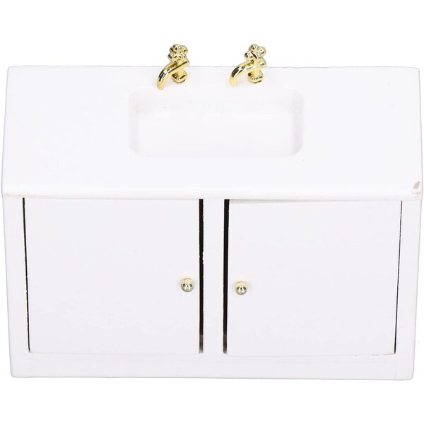 Kikumi Mini Mobiletto per Lavabo in Betulla 1:12 per Casa delle Bambole in Miniatura