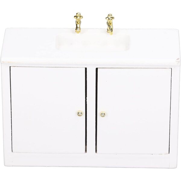 Kikumi Mini Mobiletto per Lavabo in Betulla 1:12 per Casa delle Bambole in Miniatura