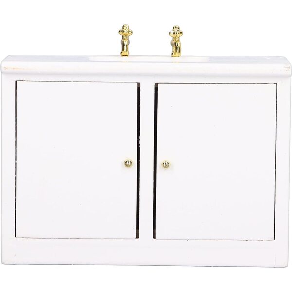 Kikumi Mini Mobiletto per Lavabo in Betulla 1:12 per Casa delle Bambole in Miniatura