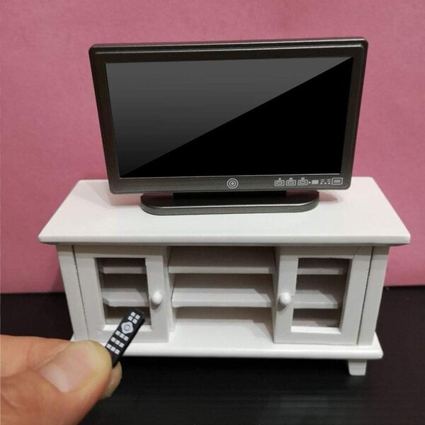 1:12 Miniaturfernseher mit Fernbedienung für Puppenhaus – Masyrt