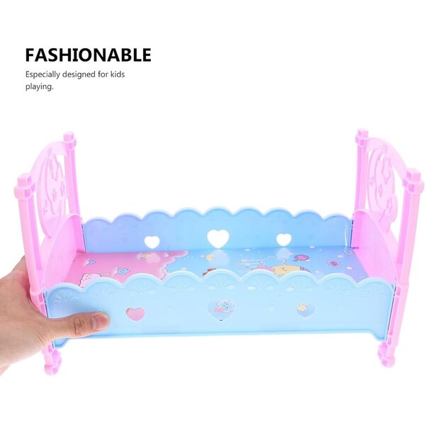 HEMOTON Letto per Bambole in Plastica 32,5x18,5x18,5 cm - Accessorio per Cameretta Gioco Bambini