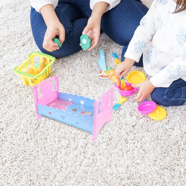 HEMOTON Letto per Bambole in Plastica 32,5x18,5x18,5 cm - Accessorio per Cameretta Gioco Bambini