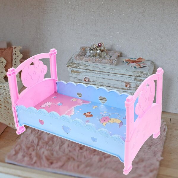 HEMOTON Letto per Bambole in Plastica 32,5x18,5x18,5 cm - Accessorio per Cameretta Gioco Bambini