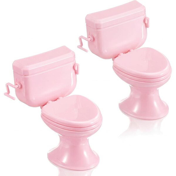 Skylety 2 rosafarbene Mini-Toilettensitze für Puppenhaus- und Miniaturdekorationen