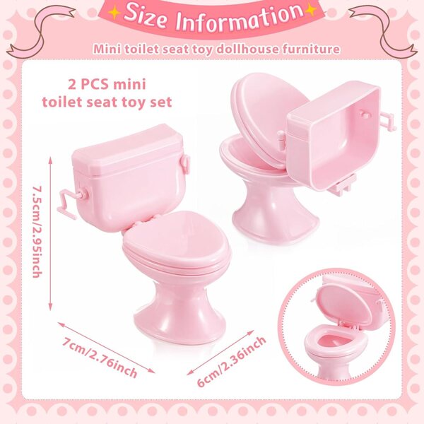 Skylety 2 rosafarbene Mini-Toilettensitze für Puppenhaus- und Miniaturdekorationen