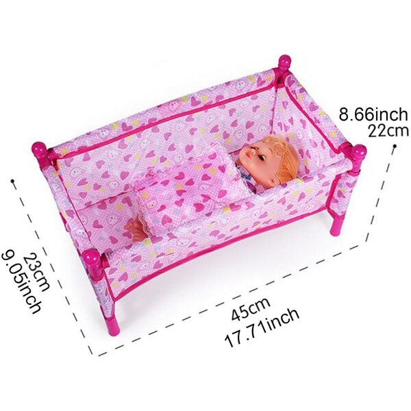DIY Puppenbett 30 cm mit Steppdecke und Kissen – Lernspiel