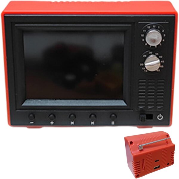Mini TV per casa delle bambole 1:12 ricaricabile USB con schermo LCD e antenna 180°