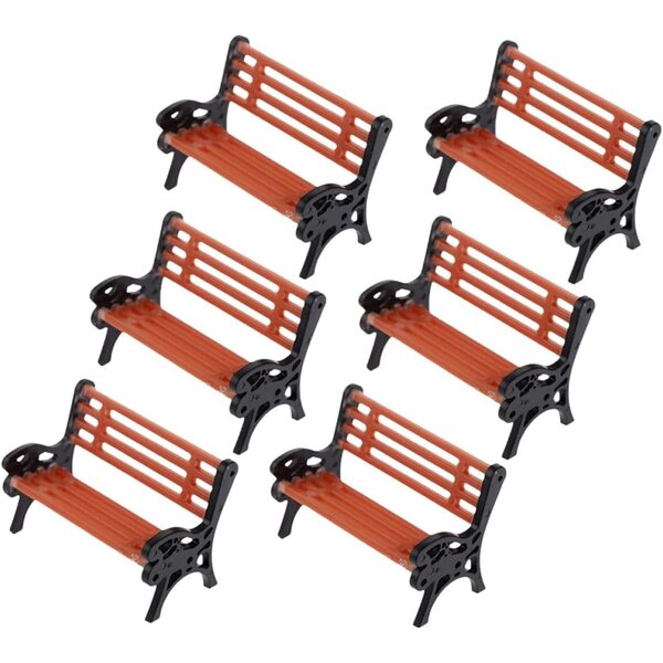VICASKY Set mit 6 Mini-Gartenbänken aus Kunststoff für Dekorationen und Puppenhäuser