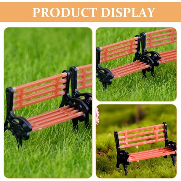 VICASKY Set 6 Mini Panchine da Giardino in Plastica per Decorazioni e Case delle Bambole