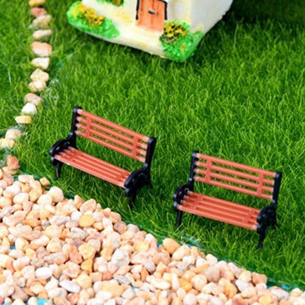 VICASKY Set 6 Mini Panchine da Giardino in Plastica per Decorazioni e Case delle Bambole