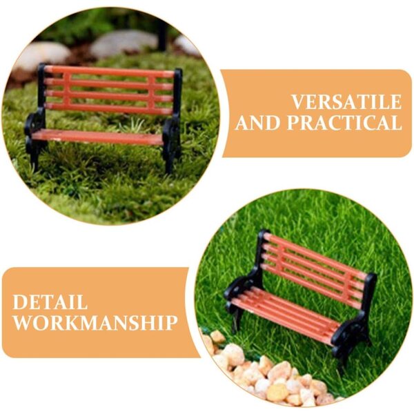 VICASKY Set 6 Mini Panchine da Giardino in Plastica per Decorazioni e Case delle Bambole