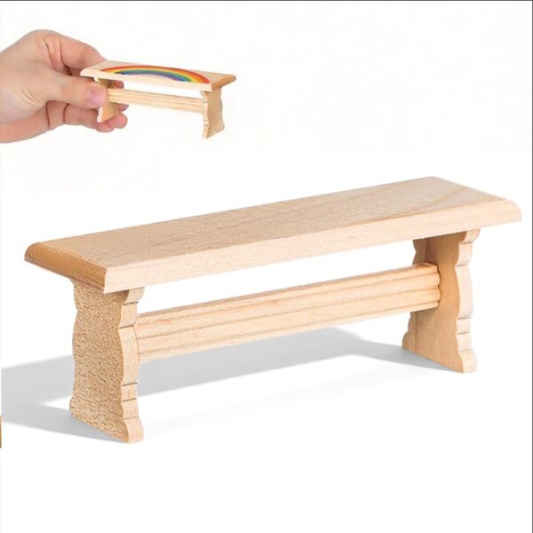 Toddmomy Puppenhaus-Miniatur-Holzbank, beige, realistische Dekoration, 11,5 x 4 x 3,2 cm