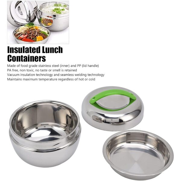 Box Pranzo Termico 1L in Acciaio Inox 2 Strati per Scuola e Ufficio Beufee