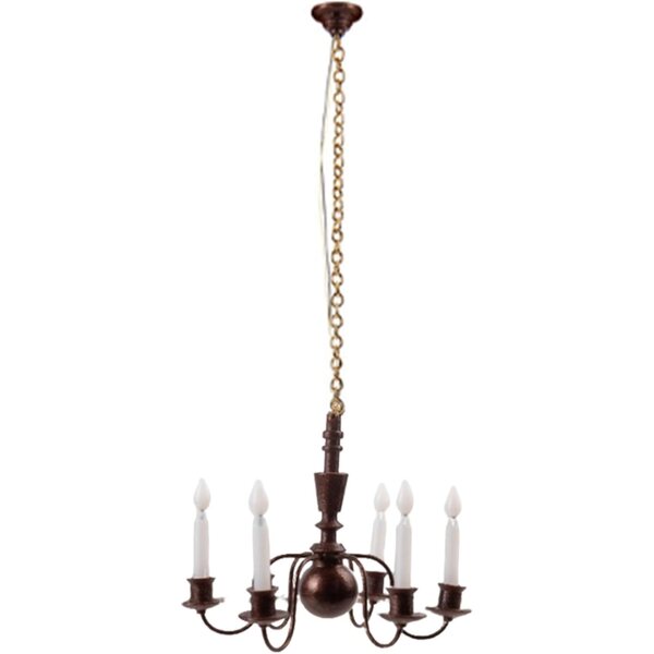 Lampadario Vintage per Casa delle Bambole 1:87 con Luce Bianca, Design a Candela