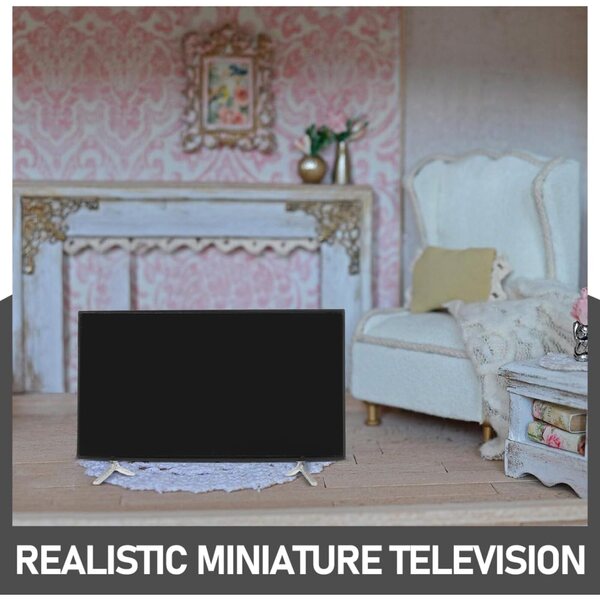 TOYANDONA Mini-TV-Puppenhaus 1:12 mit Ständer, realistisches Design, Schwarz, 2 Stück