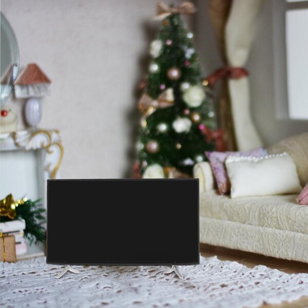 TOYANDONA Mini-TV-Puppenhaus 1:12 mit Ständer, realistisches Design, Schwarz, 2 Stück