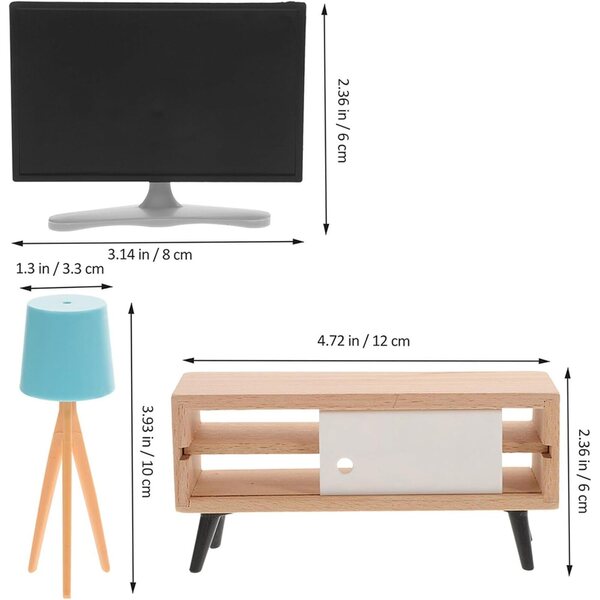 Mini mobili VIcasky per casa delle bambole con lampada, TV e mobile realistici
