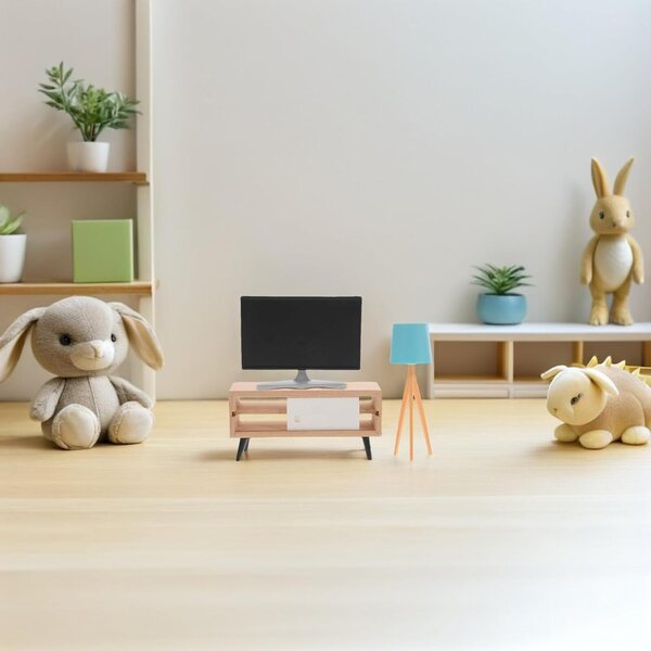 Mini mobili VIcasky per casa delle bambole con lampada, TV e mobile realistici