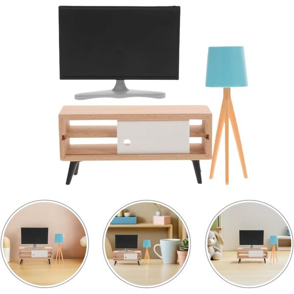 Mini mobili VIcasky per casa delle bambole con lampada, TV e mobile realistici