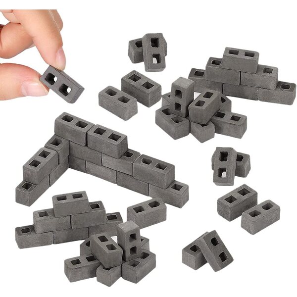 60 Blocchi Miniature in Cemento 1/12 per Casa delle Bambole e Paesaggistica