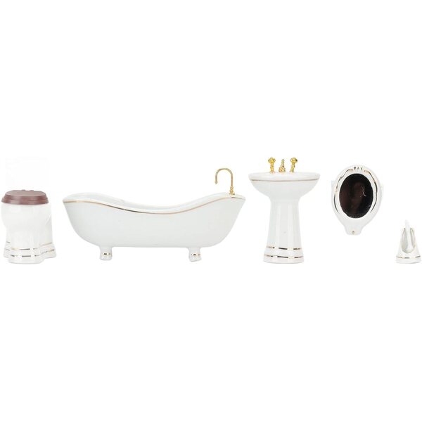 KENANLAN Set bagno 1:12 per casa delle bambole, 5 pezzi in porcellana miniatura