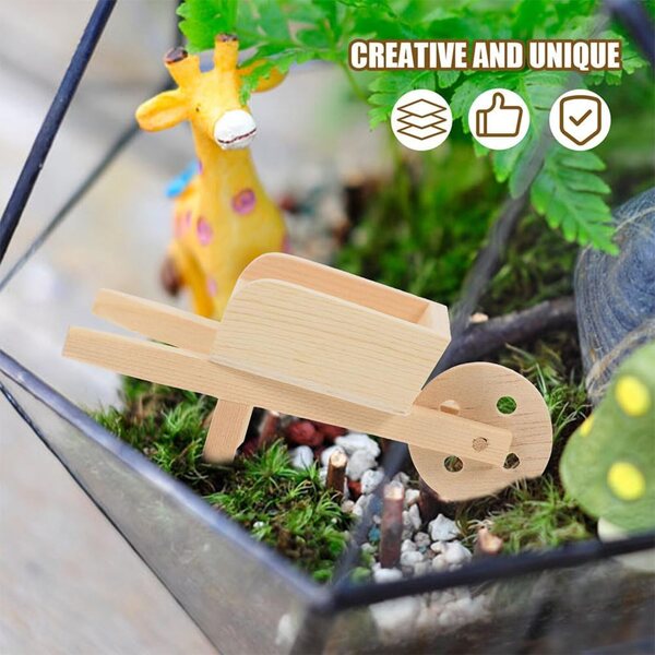 Yardwe 2 Mini Carriole in Legno per Casa delle Bambole, Decorazione Giardino Miniatura