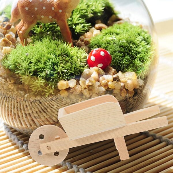 Yardwe 2 Mini Carriole in Legno per Casa delle Bambole, Decorazione Giardino Miniatura