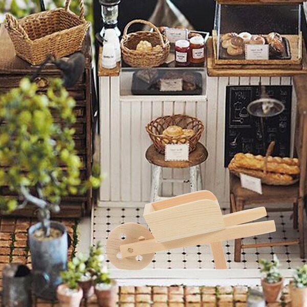Yardwe 2 Mini Carriole in Legno per Casa delle Bambole, Decorazione Giardino Miniatura