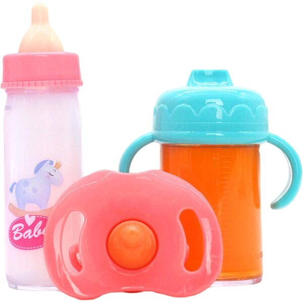 Set mit 3 Flaschen für Heidouse-Puppen mit Simulation von Milch und Saft, lustiges Spiel für Kinder