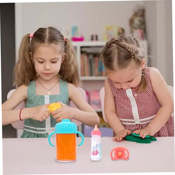 Set mit 3 Flaschen für Heidouse-Puppen mit Simulation von Milch und Saft, lustiges Spiel für Kinder