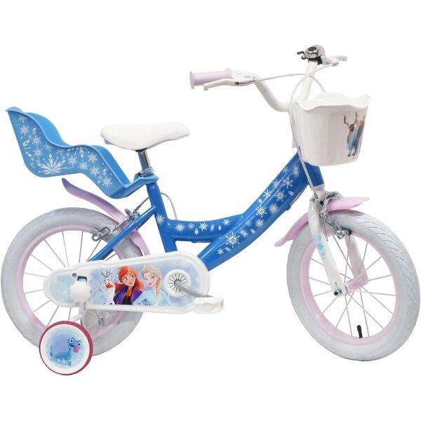 16-Zoll-Frozen-Fahrrad mit Stützrädern und Zubehör, hergestellt in Italien für Mädchen