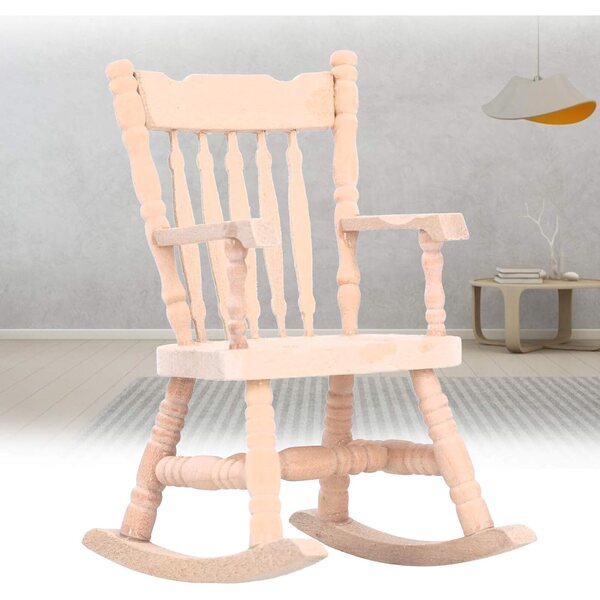 Akozon Sedia a Dondolo Miniatura 1:12 in Legno per Casa delle Bambole - Design Carino