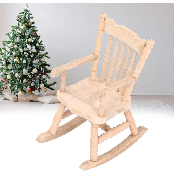 Akozon Sedia a Dondolo Miniatura 1:12 in Legno per Casa delle Bambole - Design Carino