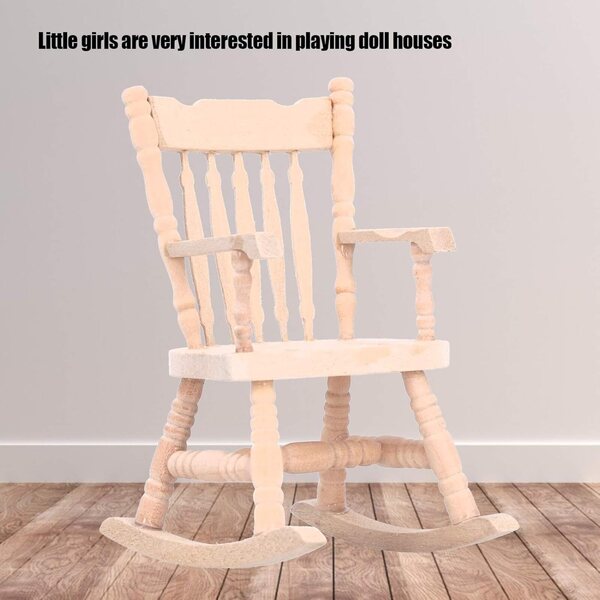 Akozon Sedia a Dondolo Miniatura 1:12 in Legno per Casa delle Bambole - Design Carino